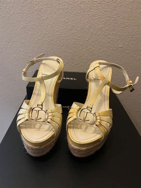 christian dior schlappen gold|Dior platform wedge shoes.